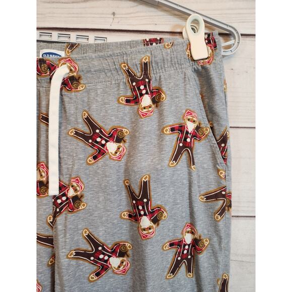 Old Navy Mens Gray Gingerbread Christmas Elastic Waist Pajama Pants‎ Size XXL - Picture 2 of 8